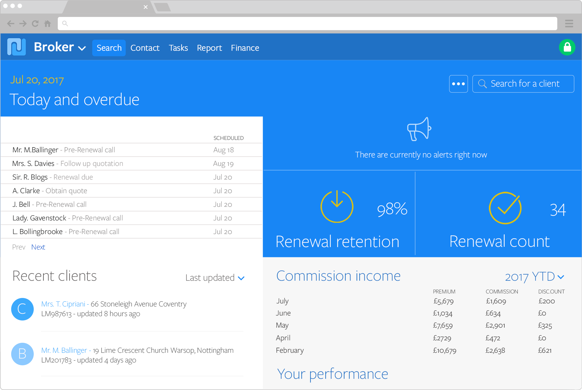 Insurance Broker Management Software Client Dashboard