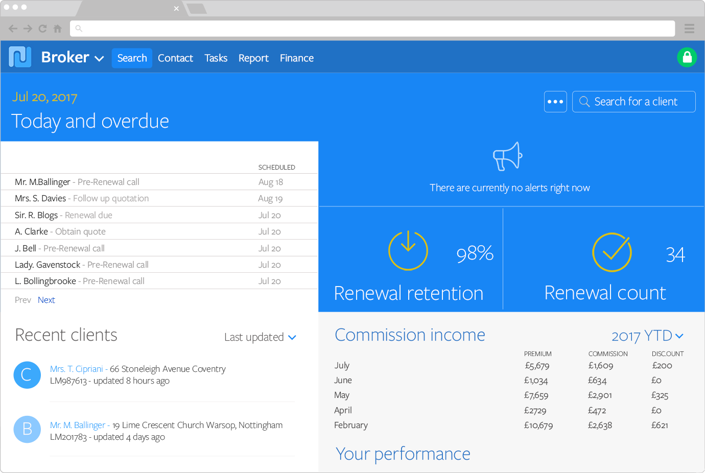 Insurance Broker Management Software Client Dashboard